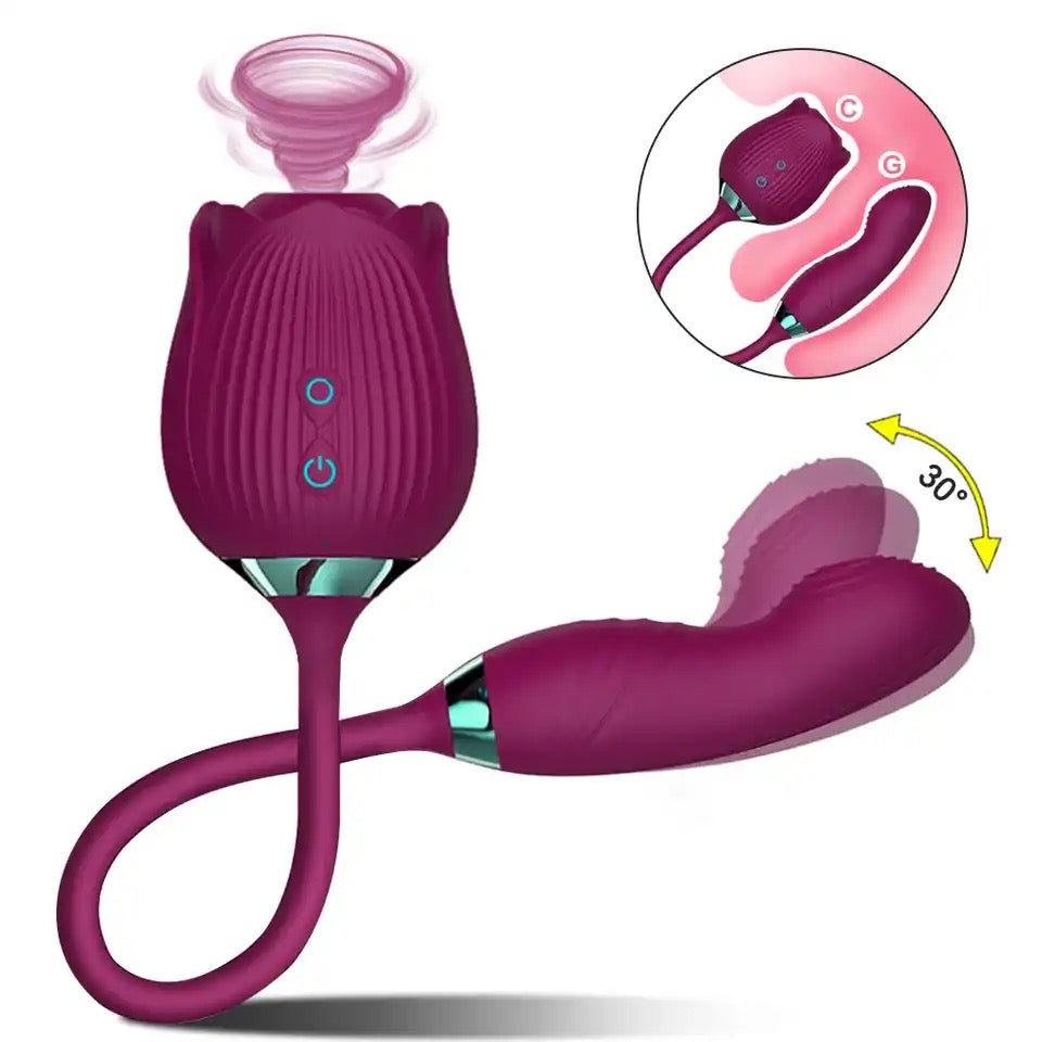 Rose Thrusting and Sucking Vibrator Sex Toys