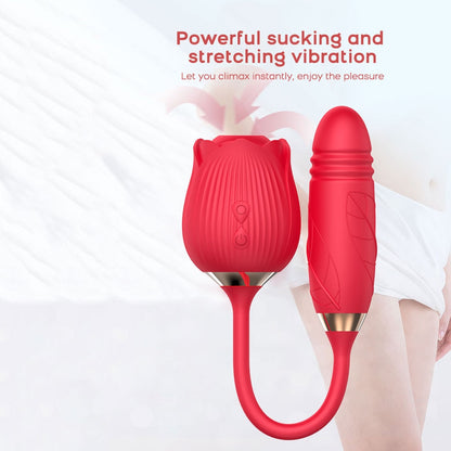 Rose Thrusting and Sucking Vibrator Sex Toys