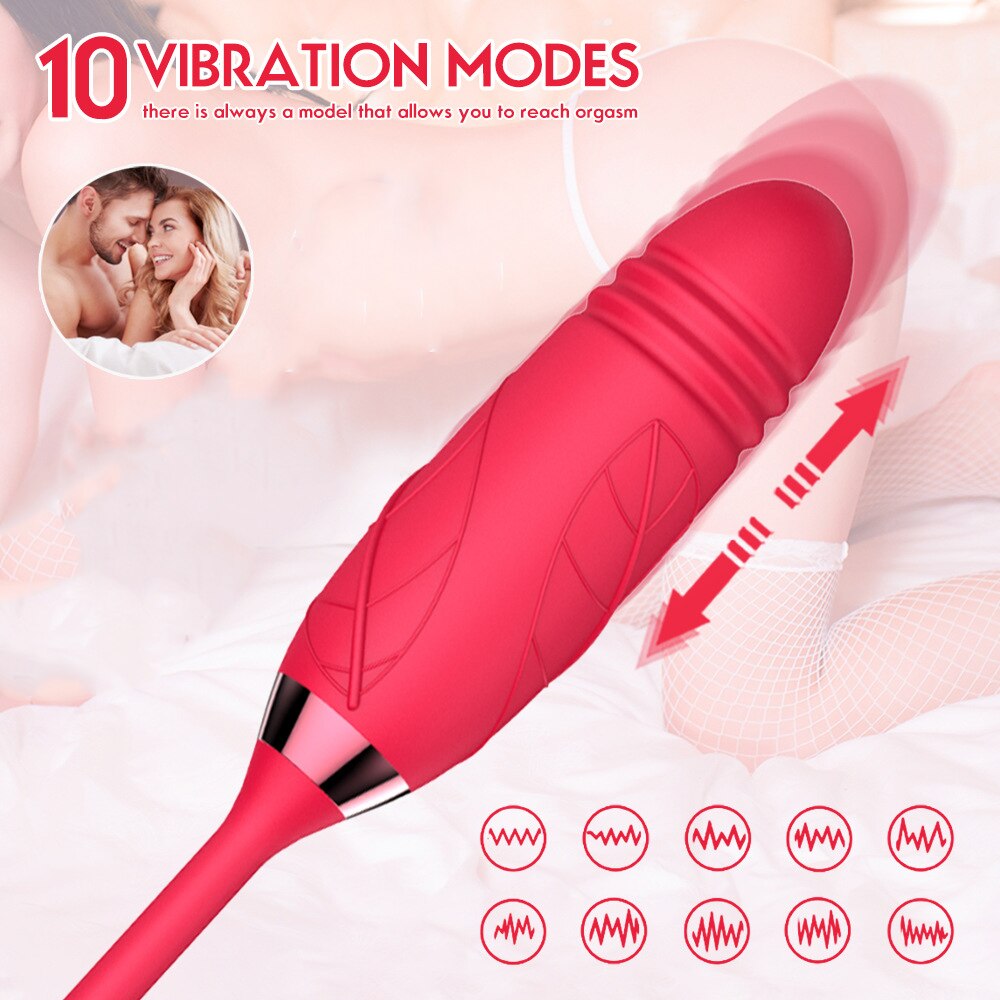 Rose Thrusting and Sucking Vibrator Sex Toys