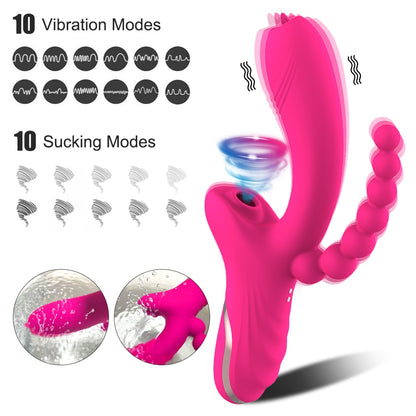 3 in 1 Clit Sucker Dildo Vibrator Sex Toys for Female